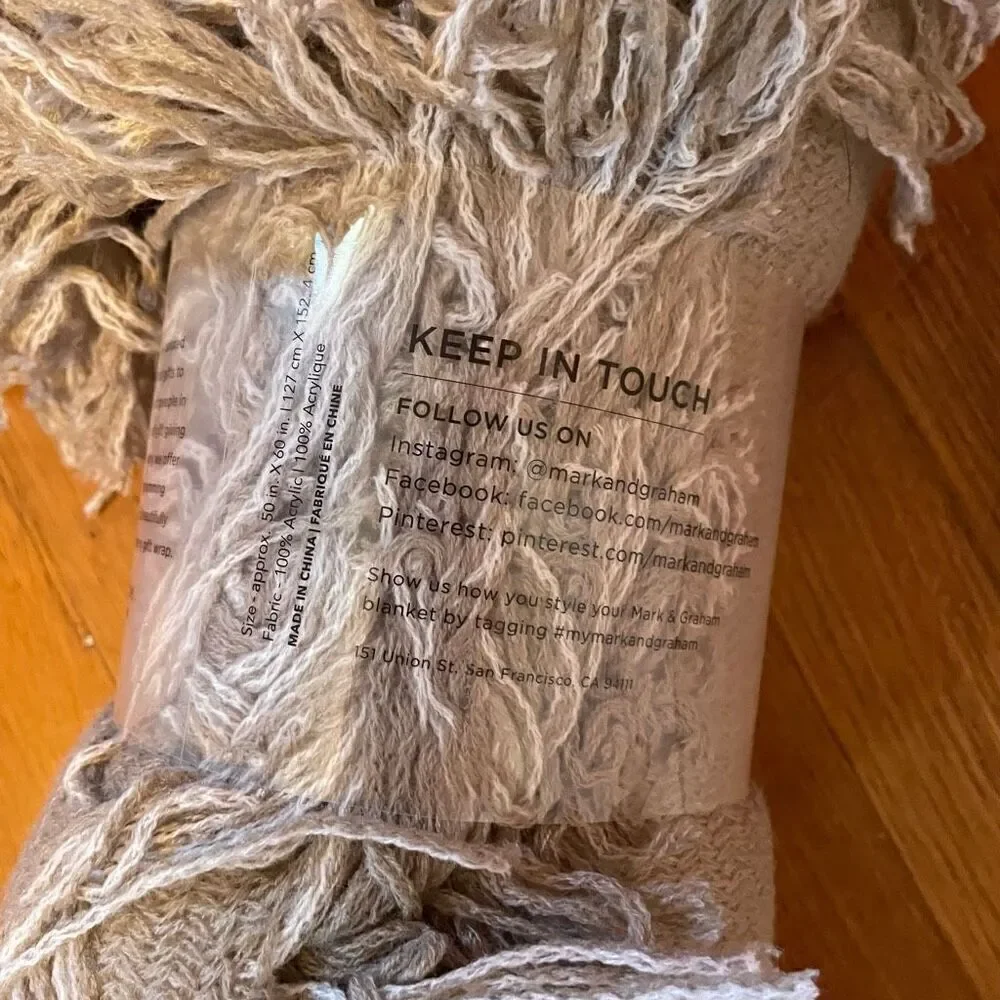 MARK & GRAHAM | taupe throw blanket NEW